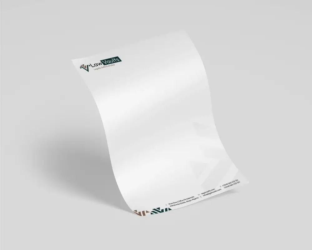 Legal Vault Luvidion branding Nigeria Benue Makurdi Creative 08025448553 Letter Headed design Muckup